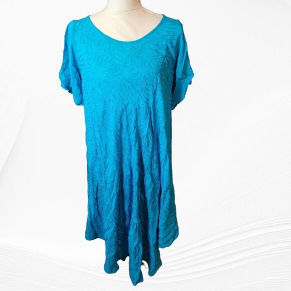 Beach Cover Up in Blue Summer Shift Size Large - Picture 1 of 3